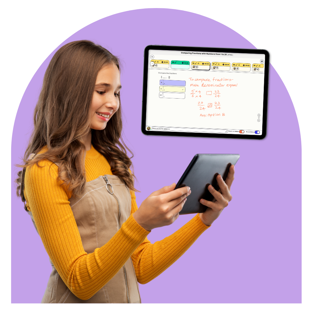 Student receiving math help through the Thinkster app while solving a math problem.